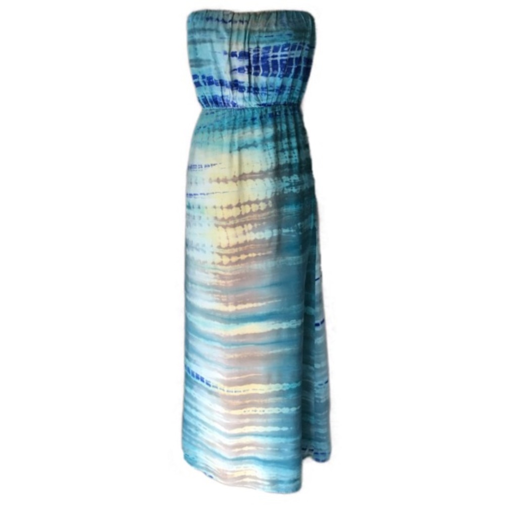 Marineblu Strapless Bandeau Tie Dye Maxi Dress
